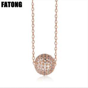 925 sterling silver rose gold transfer beads zircon necklace female fashion jewelry J0216