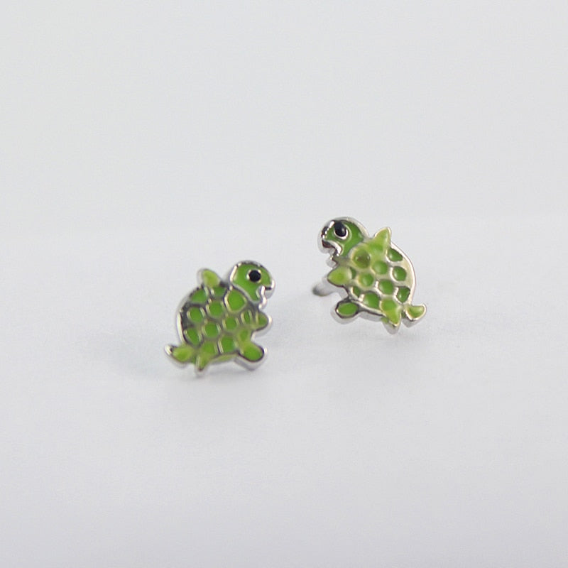 Orecchini con tartaruga marina in argento sterling 925, piccoli orecchini per bambini con tartaruga carina 