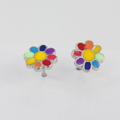 925 sterling silver tiny colorful daisy flower stud earring for baby girls