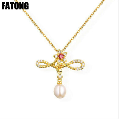 925 sterling silver vintage pearl necklace female trend temperament jewelry J0235