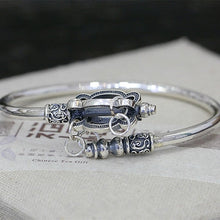 Carica l'immagine nel visualizzatore di Gallery, Bracciale buddista in argento sterling 990 in stile cinese classico con arma da film, braccialetto unico fatto a mano da uomo e donna, regalo di gioielli etnici 