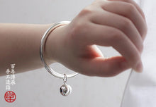 Carica l'immagine nel visualizzatore di Gallery, Bracciale in argento sterling 999 per bambini Sen semplice semplice campana chiusa liscia e solida 