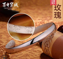 Carica l'immagine nel visualizzatore di Gallery, Bracciale passante con cuore aperto lucido da donna in argento sterling 999 