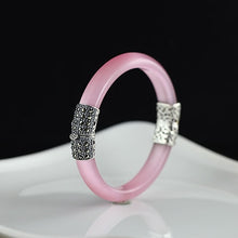 Carica l'immagine nel visualizzatore di Gallery, 9mm Bianco/Rosa Cat Eye Pietra Opale Bracciale 100% 925 Braccialetti In Argento Sterling Braccialetti Per Le Donne Del Partito Vintage Gioielleria Raffinata SB07 