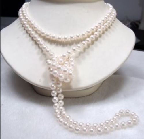 AAA 8-9 mm round real natural south sea white pearl necklace 52 inch 14 k gold