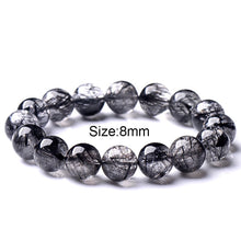Carica l'immagine nel visualizzatore di Gallery, Braccialetti di quarzo rutilato nero AAA + per donna Bracciale in pietra naturale da 8-12 mm Bracciale da uomo con perline rotonde 