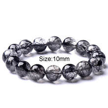 Carica l'immagine nel visualizzatore di Gallery, Braccialetti di quarzo rutilato nero AAA + per donna Bracciale in pietra naturale da 8-12 mm Bracciale da uomo con perline rotonde 