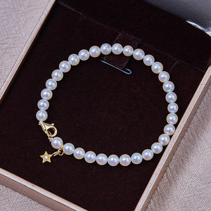 AAAAA white Akoya pearls round 5-6mm bracelet 16cm wholesale beads nature