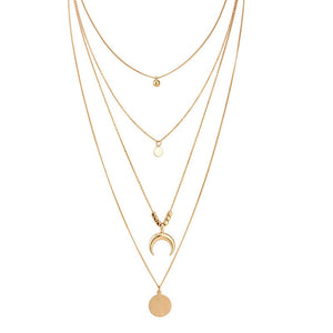 2020 Collier New Necklace Multi-layer Moon Stainless Steel Disc Tassel Pendant Female Necklace Jewelry Collar