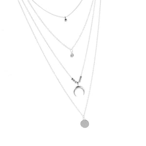 2020 Collier New Necklace Multi-layer Moon Stainless Steel Disc Tassel Pendant Female Necklace Jewelry Collar