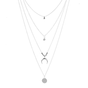 2020 Collier New Necklace Multi-layer Moon Stainless Steel Disc Tassel Pendant Female Necklace Jewelry Collar