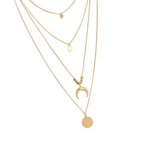2020 Collier New Necklace Multi-layer Moon Stainless Steel Disc Tassel Pendant Female Necklace Jewelry Collar