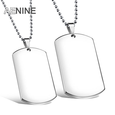 DIY Customized Letter Photo Engraved Stainless Steel Tag Tide Men Necklace Pendant Jewelry OGX1096