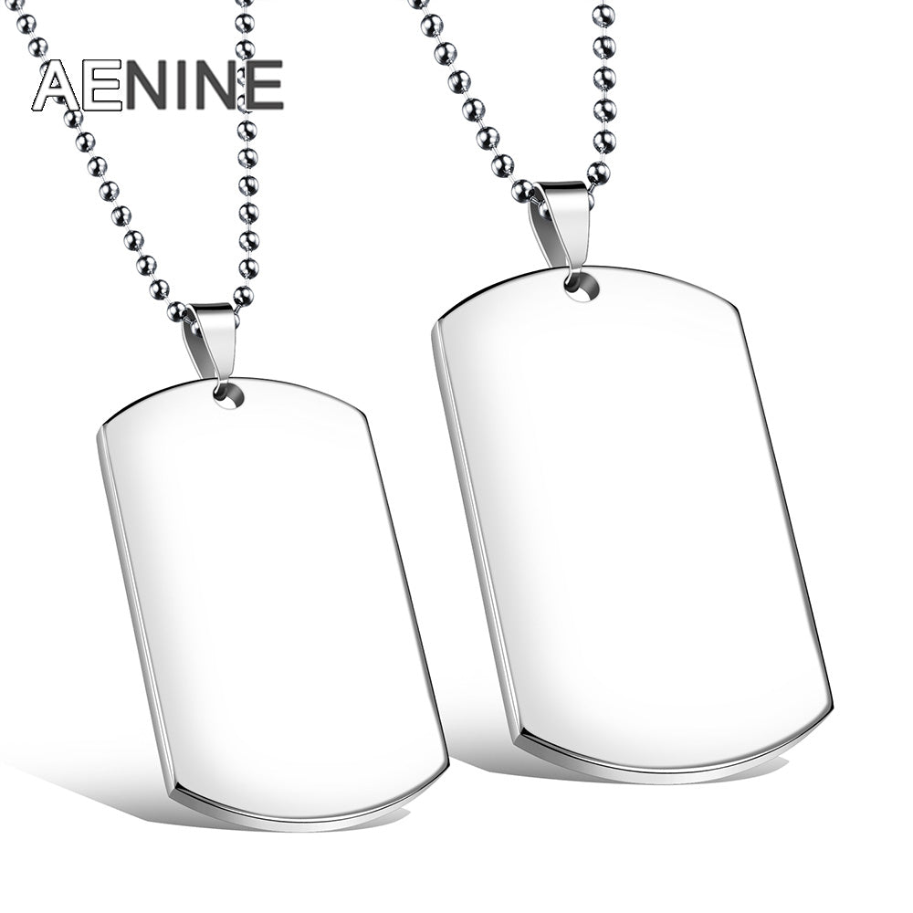 DIY Customized Letter Photo Engraved Stainless Steel Tag Tide Men Necklace Pendant Jewelry OGX1096
