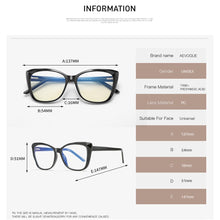 Load image into Gallery viewer, AEVOGUE Woman Anti-Blue Light Glasses Cat Eyes Optical Frame TR90 Eyeglasses Prescription Glasses KS112