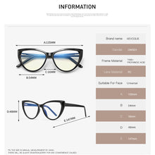 Load image into Gallery viewer, AEVOGUE Woman Anti-Blue Light Glasses Cat Eyes Optical Frame TR90 Eyeglasses Prescription Glasses KS115