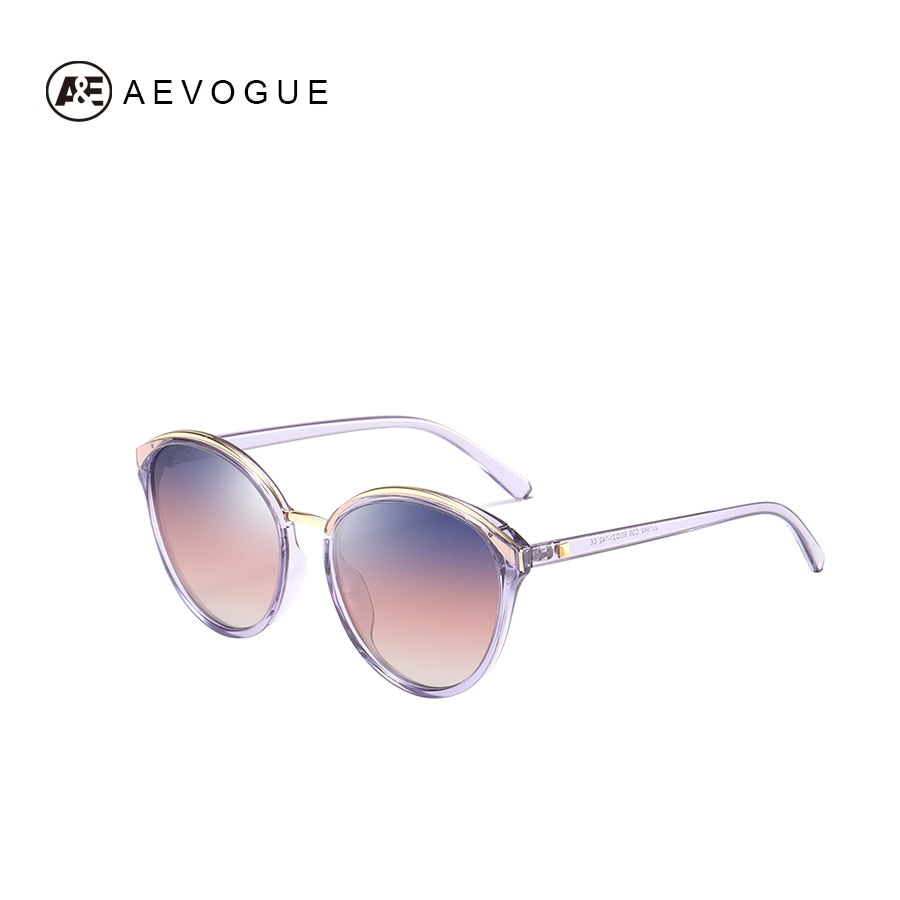 AEVOGUE Polarized Sunglasses Women Cat Eye Luxury Oversized Transparent Frame Gradient lens Sun Glasses Female UV400 AE0634