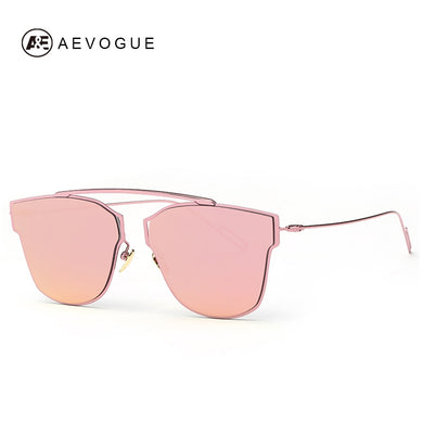 AEVOGUE Women's Sunglasses Metal Frame Reflective Coating Mirror Flat Panel Lens Brand Designer Sun Glasses Oculos De Sol AE0329