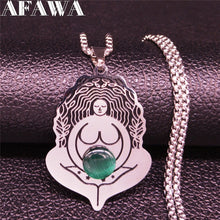 Load image into Gallery viewer, AFAWA Forest Goddess Stainless Steel Chain Necklace for Women Silver Color Statement Necklace Jewelry cadenas mujer N3323S02