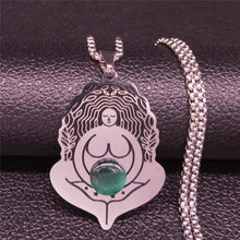Load image into Gallery viewer, AFAWA Forest Goddess Stainless Steel Chain Necklace for Women Silver Color Statement Necklace Jewelry cadenas mujer N3323S02