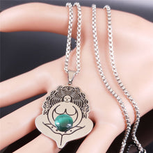 Load image into Gallery viewer, AFAWA Forest Goddess Stainless Steel Chain Necklace for Women Silver Color Statement Necklace Jewelry cadenas mujer N3323S02