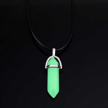 Load image into Gallery viewer, 2018 New Luminous Stone Fluorescent Hexagonal Column Necklace Natural Crystal Gem Stone Pendant Leather Chains Necklace