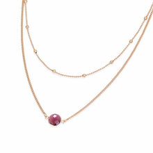 Load image into Gallery viewer, Boho Round Opal Pendant Necklace Female Zinc Alloy Cable Chain Double Short Necklace Round Beads Chain Jewelry Jewelry