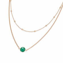 Load image into Gallery viewer, Boho Round Opal Pendant Necklace Female Zinc Alloy Cable Chain Double Short Necklace Round Beads Chain Jewelry Jewelry