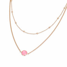 Load image into Gallery viewer, Boho Round Opal Pendant Necklace Female Zinc Alloy Cable Chain Double Short Necklace Round Beads Chain Jewelry Jewelry