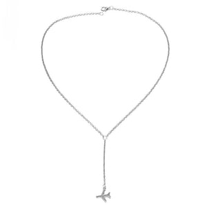Fashion Necklace Accessories Small Aircraft Necklace Women Long Necklace Alloy Plating Glossy Aircraft Pendant Necklace