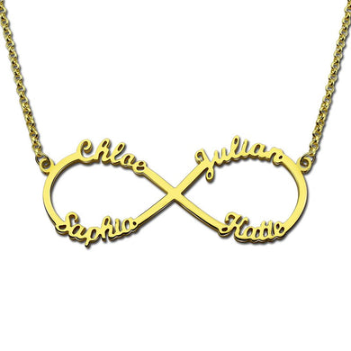4 Name Necklace Personalized Infinity Necklace Gold Color Infinity Name Necklace Love Has No End Love Jewelry