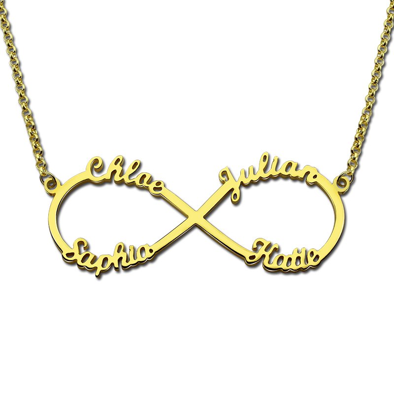 4 Name Necklace Personalized Infinity Necklace Gold Color Infinity Name Necklace Love Has No End Love Jewelry