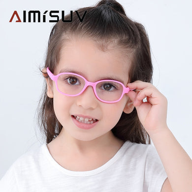 AIMISUV 2023 Ovale TR90 Flessibile Ultraleggero Occhiali In Silicone Telaio Per Bambini Rotondi Ottici Occhiali Trasparenti Bambini UV400 