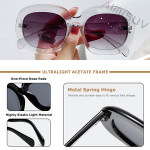 AIMISUV Oversized Oval Sunglasses Women Retro Travel Ladies Sun Glasses  Brand Design Female UV400 zonnebril dames