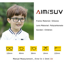 Load image into Gallery viewer, AIMISUV Square Kids Glasses Frame  Silicone Flexible Optical Eyeglasses Frame Children 2022 Boy Girls Clear Glasses UV400