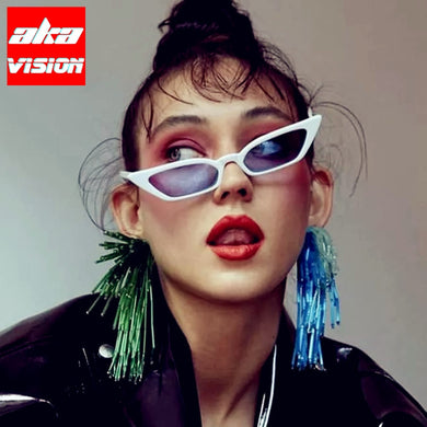 AKA VISION Small Sunglasses Women Cateye Vintage Eyeglasses Brand Designer Retro Points Glasses Lady Eyeglass Shades For Women