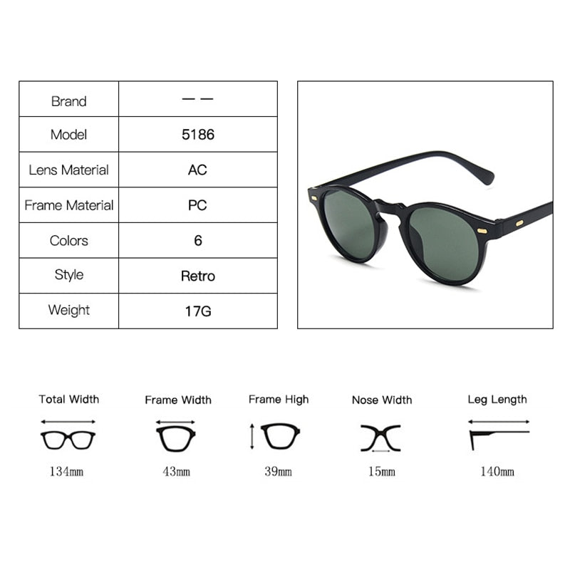 AKA VISION Vintage Round Sunglasses Men 2023 Retro Eyeglasses Men/women  Brand Sun Glasses Men Gafas De Sol Hombre UV400
