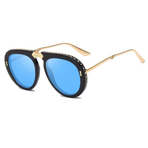ALOZ MICC 2023 Women Foldable Frame Pilot Sunglasses for Women Brand Designe  Rhinestone Sun Glasses Female Shade Q109