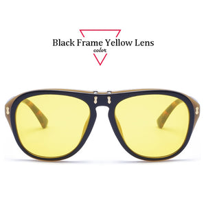 ALOZ MICC Flip Sunglasses Women Men Unique Oversized Square Sun Glasses Clamshell Two Lens Eyeglasses Q344
