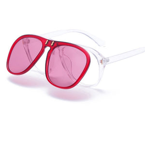 ALOZ MICC Flip Sunglasses Women Men Unique Oversized Square Sun Glasses Clamshell Two Lens Eyeglasses Q344