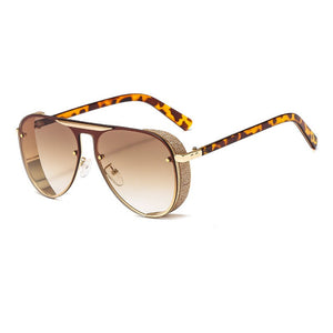 ALOZ MICC Steampunk Occhiali da sole da uomo Brand Design 2023 Big Box Ladies Occhiali da sole per uomo Punk Pilot Sunglas UV400 Q703 