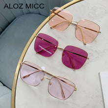 Load image into Gallery viewer, ALOZ MICC Women Glasses Oversized Square Sunglasses Women Shades Metal Sunglasses Men Retro Orange Purple Red Glasses