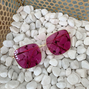 ALOZ MICC Women Glasses Oversized Square Sunglasses Women Shades Metal Sunglasses Men Retro Orange Purple Red Glasses