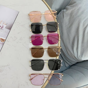 ALOZ MICC Women Glasses Oversized Square Sunglasses Women Shades Metal Sunglasses Men Retro Orange Purple Red Glasses