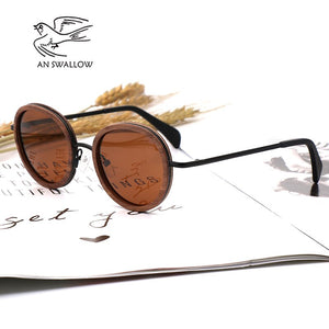 AN SWALLOW 2023 retro wooden sunglasses men's black walnut wooden sunglasses ladies brand design sunglasses polarized UV400