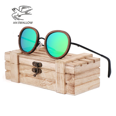 AN SWALLOW 2023 retro wooden sunglasses men's black walnut wooden sunglasses ladies brand design sunglasses polarized UV400
