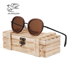 Load image into Gallery viewer, AN SWALLOW 2023 retro wooden sunglasses men&#39;s black walnut wooden sunglasses ladies brand design sunglasses polarized UV400