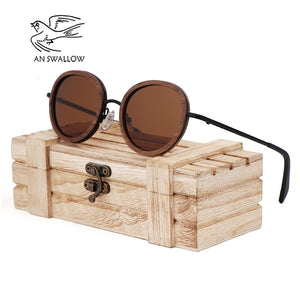 AN SWALLOW 2023 retro wooden sunglasses men's black walnut wooden sunglasses ladies brand design sunglasses polarized UV400