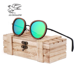 AN SWALLOW 2023 retro wooden sunglasses men's black walnut wooden sunglasses ladies brand design sunglasses polarized UV400