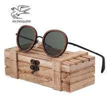 Load image into Gallery viewer, AN SWALLOW 2023 retro wooden sunglasses men&#39;s black walnut wooden sunglasses ladies brand design sunglasses polarized UV400